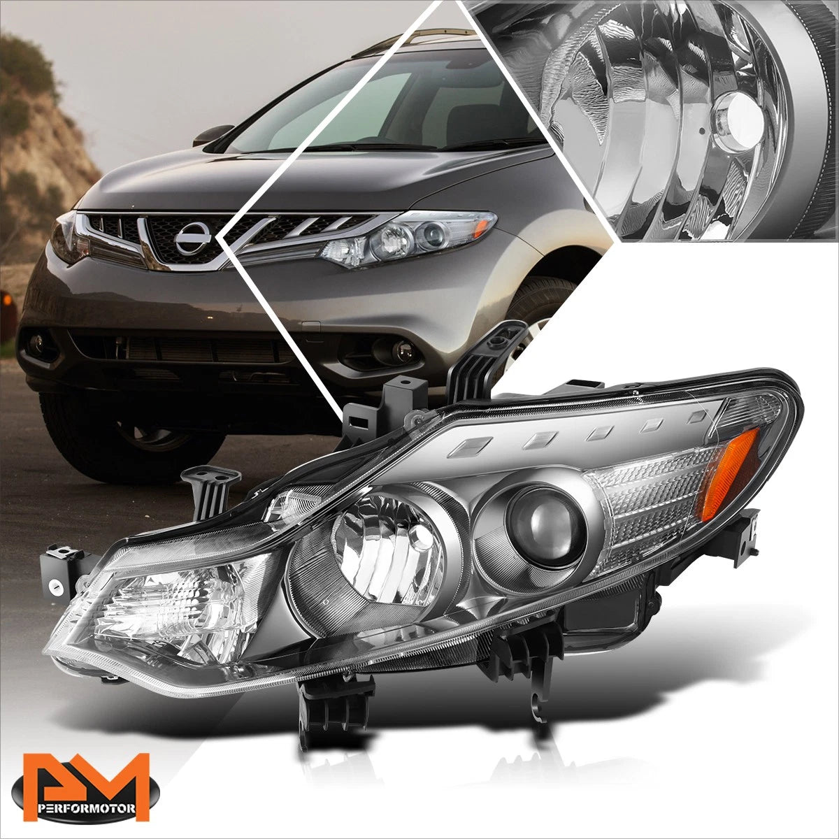 Left Side Projector Headlight Lamp Chrome for Nissan Murano (2009–2014)