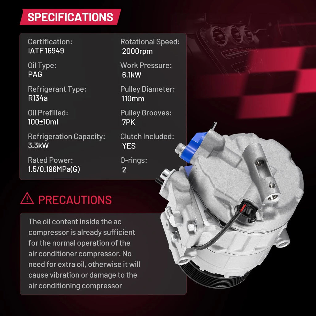 A/C Compressor for BMW 1 Series 3 Series Z4 135i 335i xDrive (2008–2016)