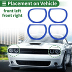 4 x Car Headlight Trim Bezels for Dodge Challenger (2015-2024) ABS Blue