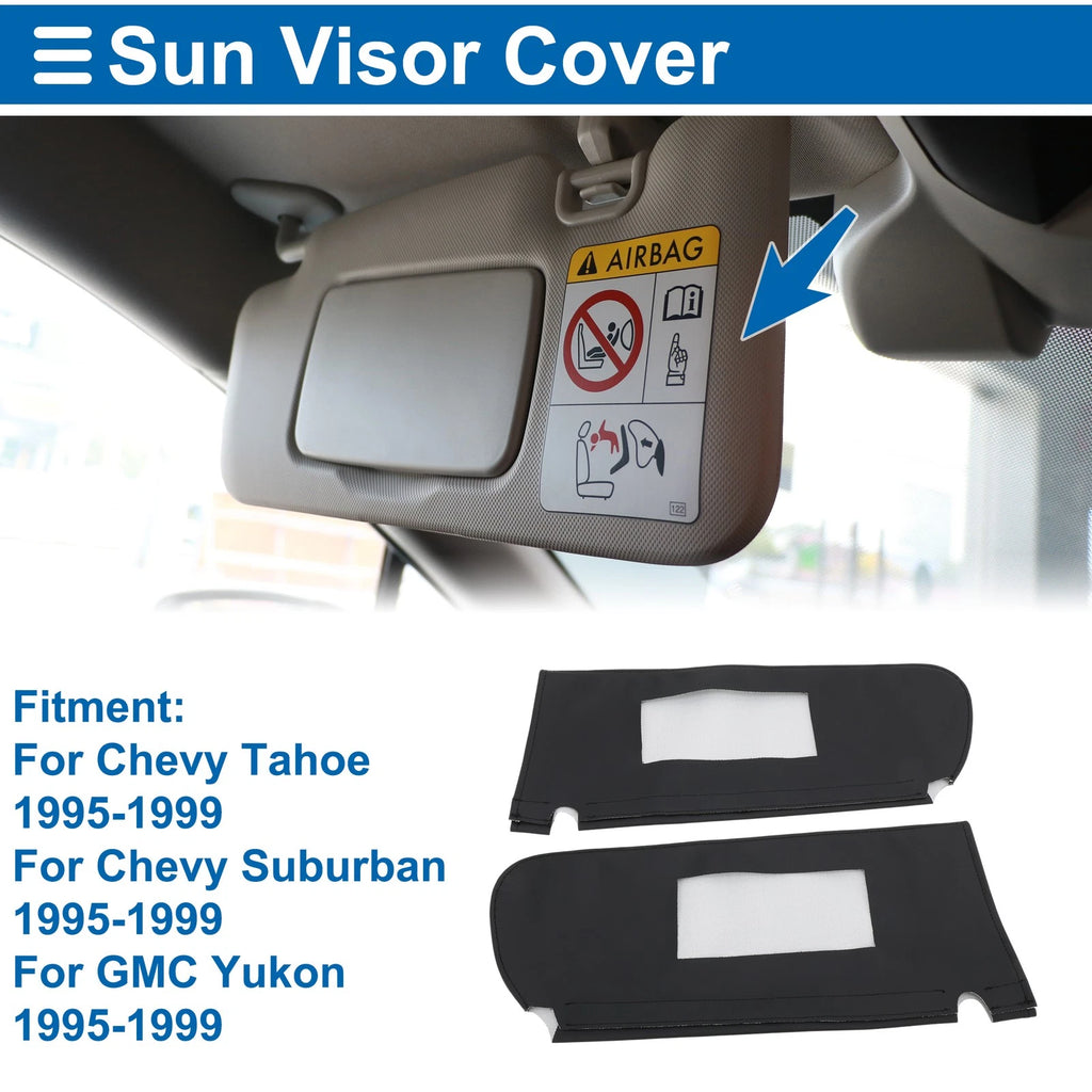 Sun Visor Cover Set for Chevy Tahoe (1995–1999) Left & Right Side Black