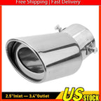 Set of 2 Chrome Exhaust Pipe Tail Tips for Universal Fit