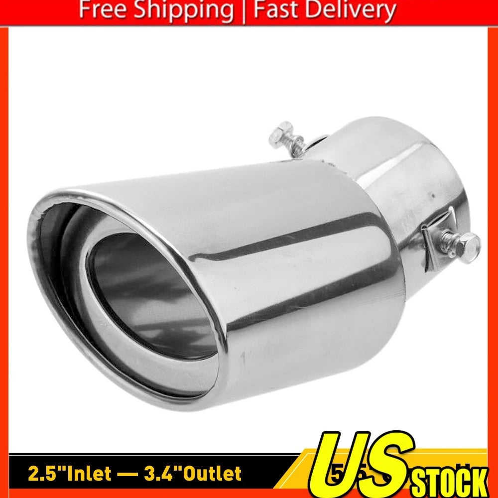 Set of 2 Chrome Exhaust Pipe Tail Tips for Universal Fit