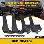 4X Mud Flaps for 2016-2020 Honda Civic 4dr Sedan (Splash Guards)