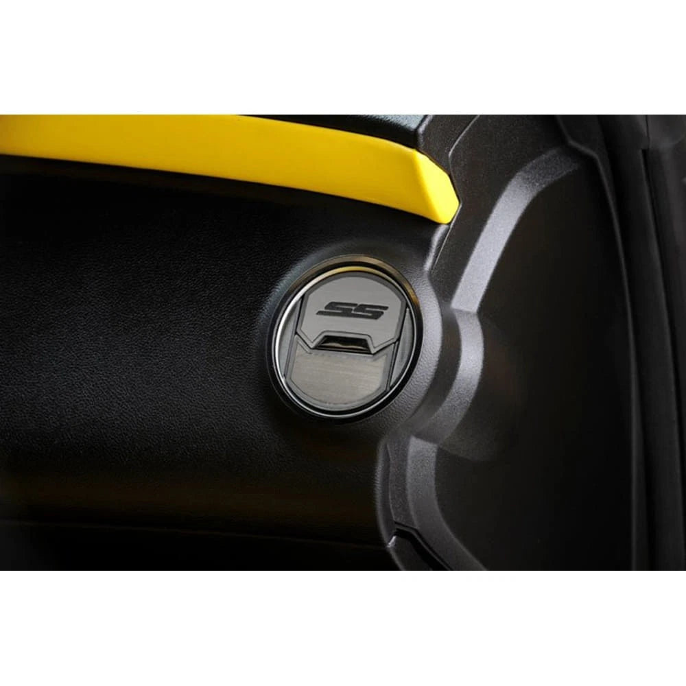 Outer Round A/C Vent Duct Covers w/Orange Carbon Fiber SS Inlay for 10-15 Camaro