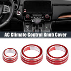 3 x AC Knob Ring Covers for Honda CR-V (2017-2021) - Volume Control Knobs Red