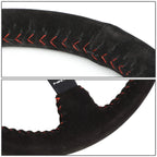 NRG 35cm 3" Deep Dish Black Suede Red Stitch Steering Wheel for Universal (2010–2023)