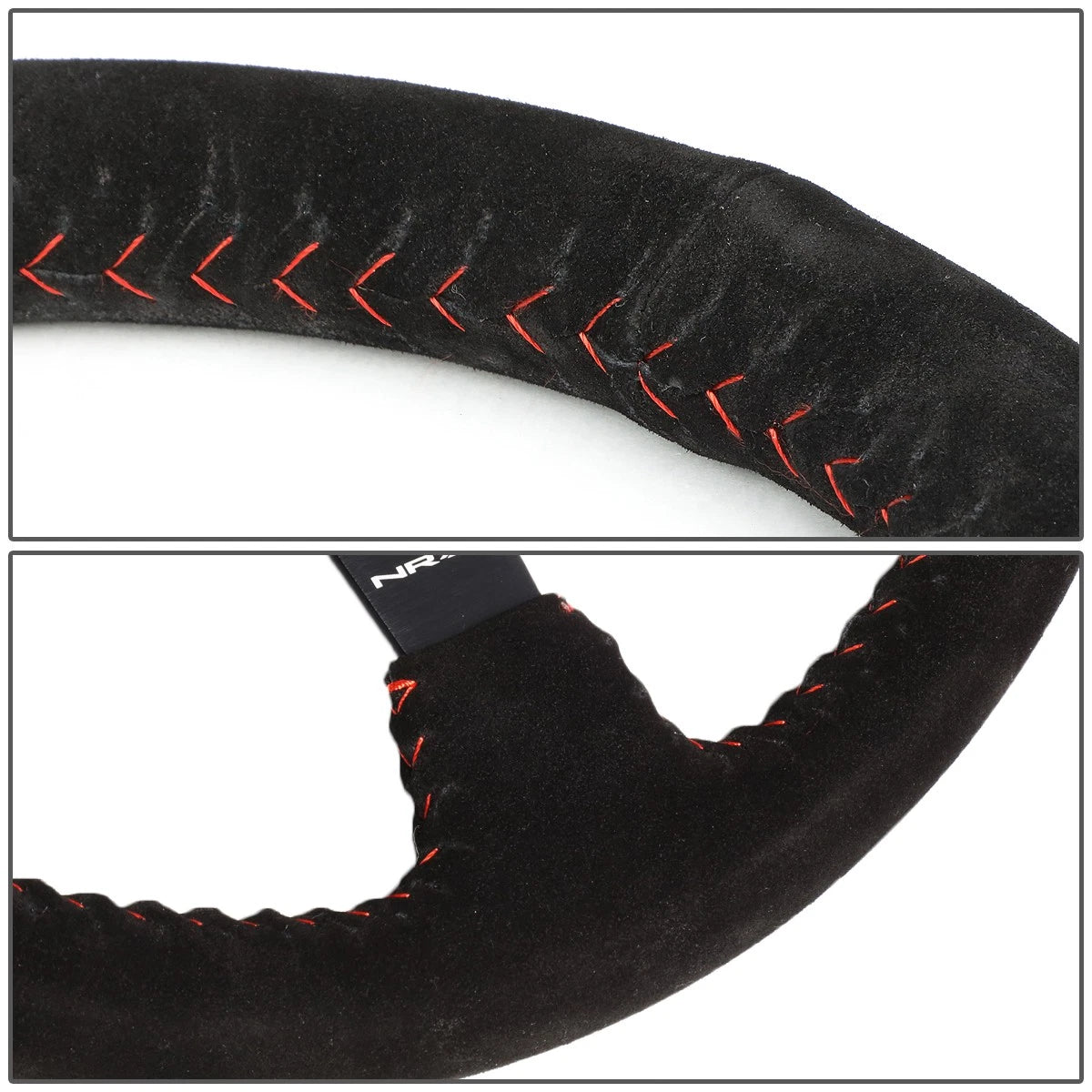 NRG 35cm 3" Deep Dish Black Suede Red Stitch Steering Wheel for Universal (2010–2023)