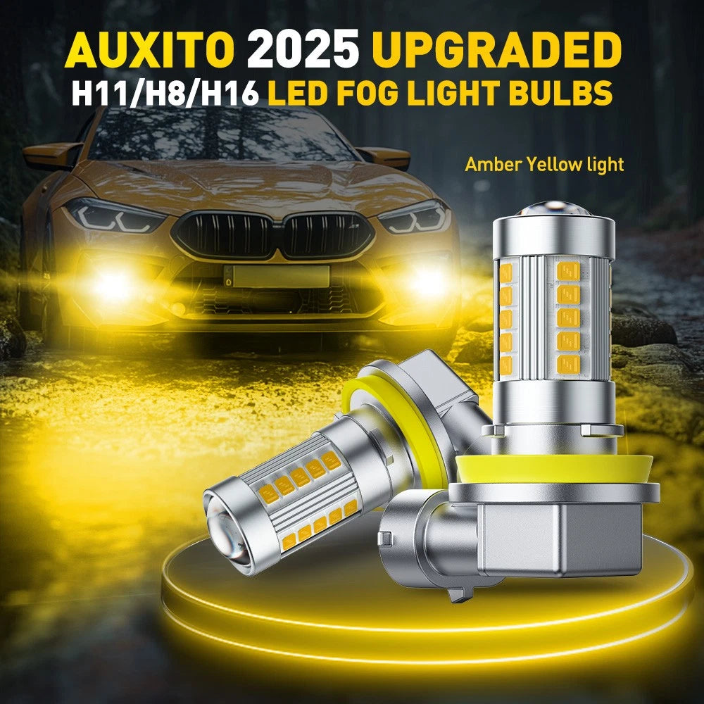 2X H11 H9 H8 LED Fog Driving Light Bulbs for Cars (5000LM, 3000K)