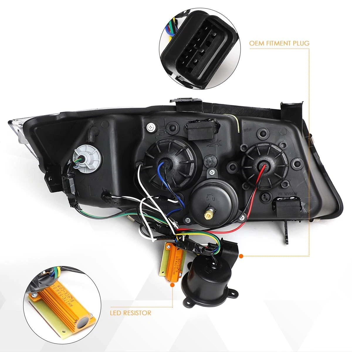 LED 3D Crystal U-Halo Projector Headlight for BMW E90 3-Series (2005–2008)