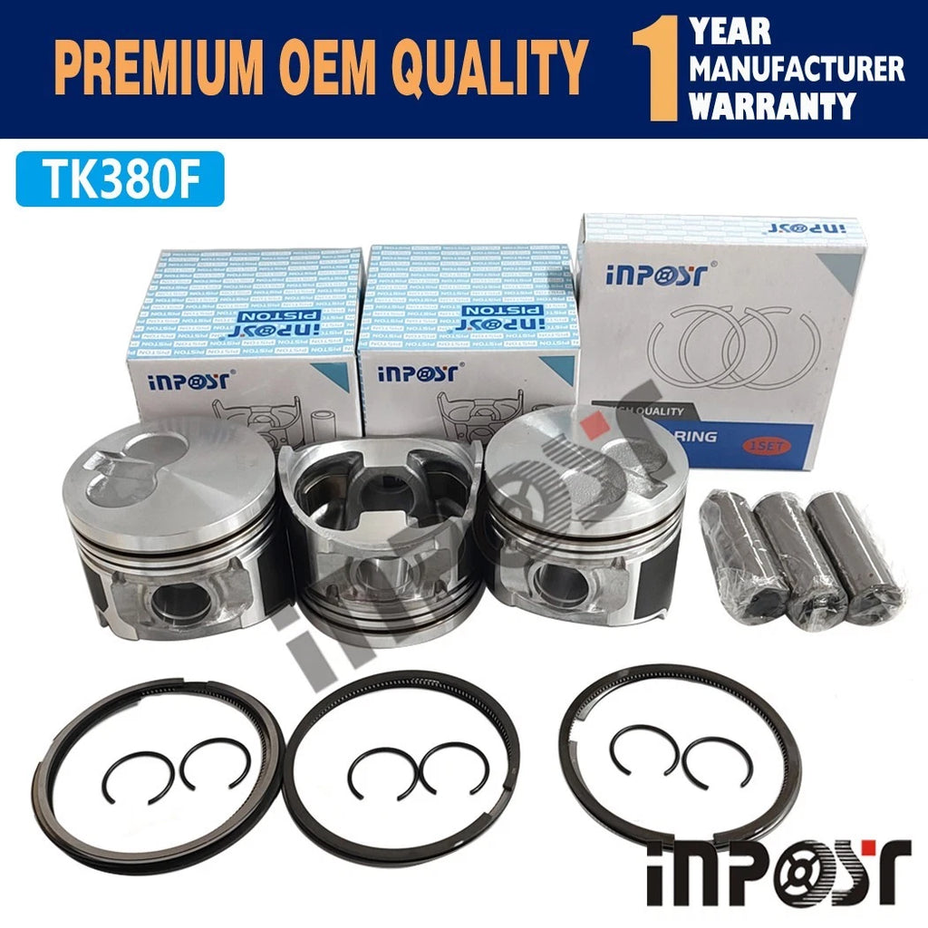 Set of 3 Piston Set W Rings for Thermo King TK380 TK380F TK3.80