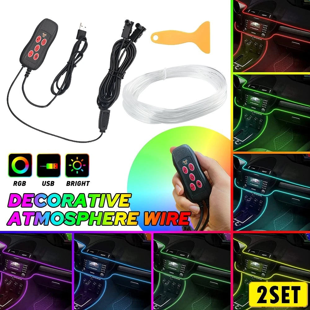 Set of 4 LED Atmosphere Interior Car Neon Lights with Remote Control