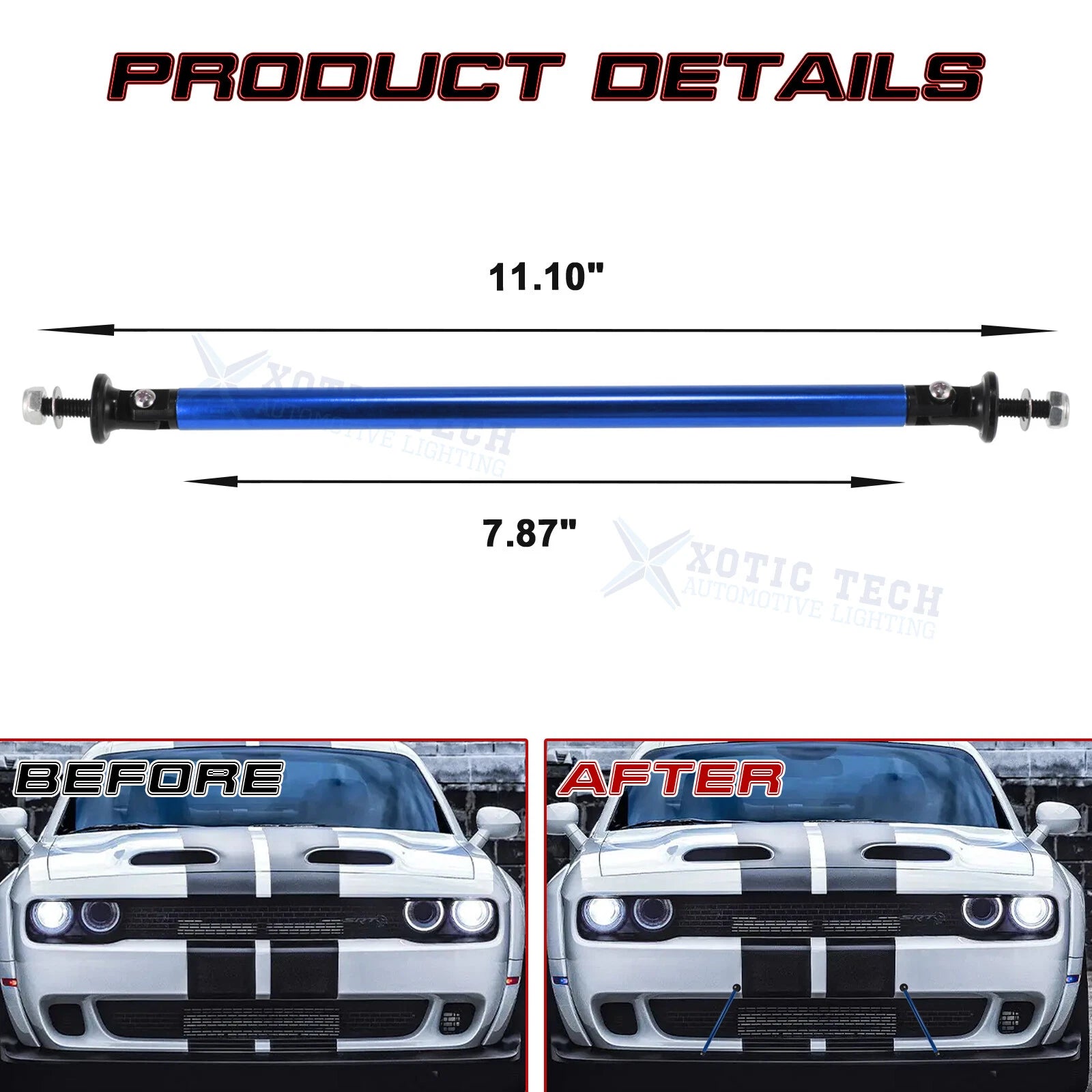 Drift Style Bumper Splitter Diffuser Rod Strut Bar for GMC Sierra Yukon (2019-2024)