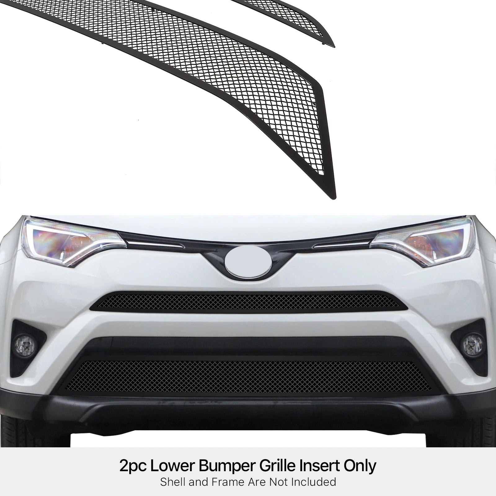 Lower Bumper Grille Insert for Toyota RAV4 (2016-2018) Stainless Steel Black Mesh