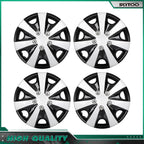 Set of 4 Wheel Hub Caps for Universal Vehicles (15") Black & Silver