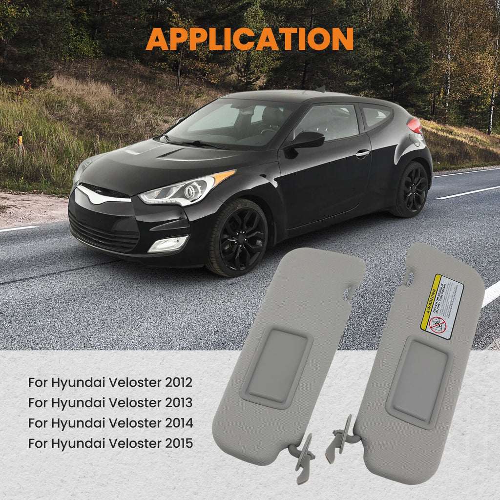 2X Side Sun Visor Pair with Mirror for Hyundai Veloster (2012–2015) 85220-2V140-TX