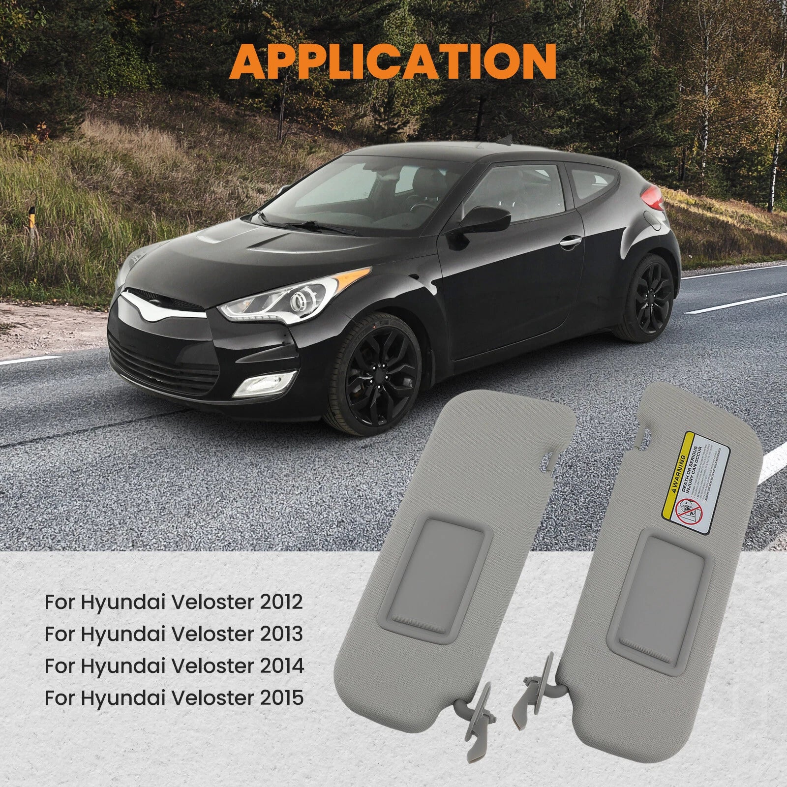 2X Side Sun Visor Pair with Mirror for Hyundai Veloster (2012–2015) 85220-2V140-TX