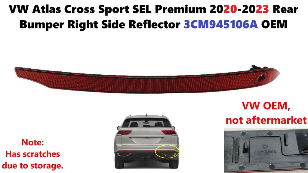 Rear Bumper Right Reflector for VW Atlas Cross Sport (2020–2023) 3CM945106A
