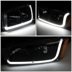 LED Tube Black/Amber Headlights for GMC Sierra (2001–2007)