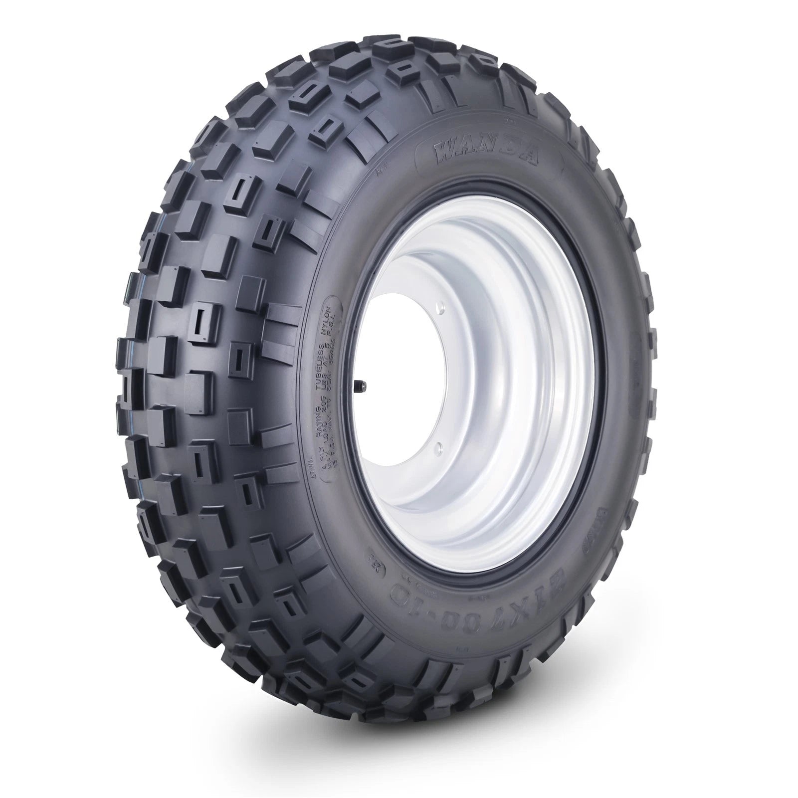 WANDA 21x7x10 ATV Tire Wheel for ATV (4/156mm PCD, 2+3 Offset, Silver)