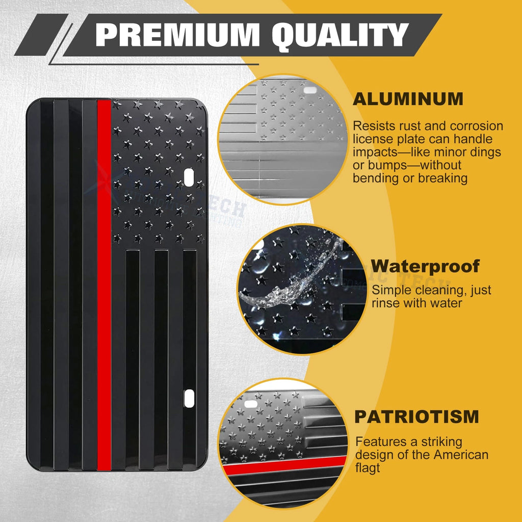 American Front Flag License Plate Vanity Gift for Red Line (-)
