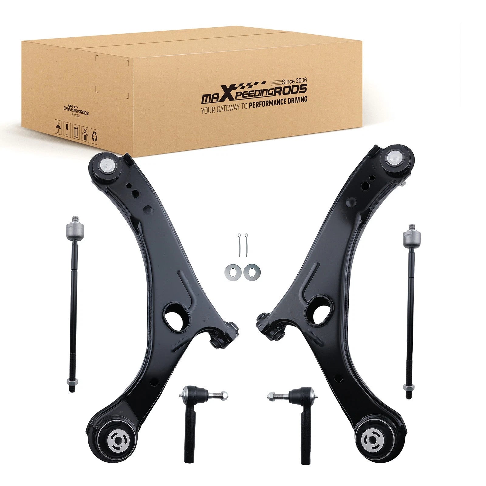 Set of 6 Front Lower Control Arms Tie Rods for Dodge Grand Caravan (2008–2010)
