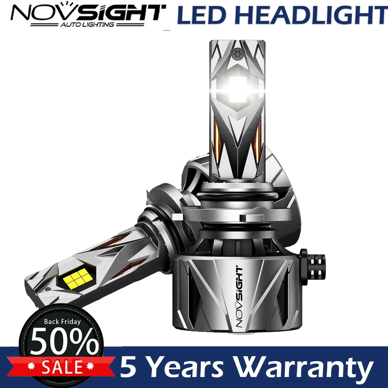 2X 9005 HB3 LED Headlight Bulbs for NOVSIGHT (6500K, 60000LM, 240W)