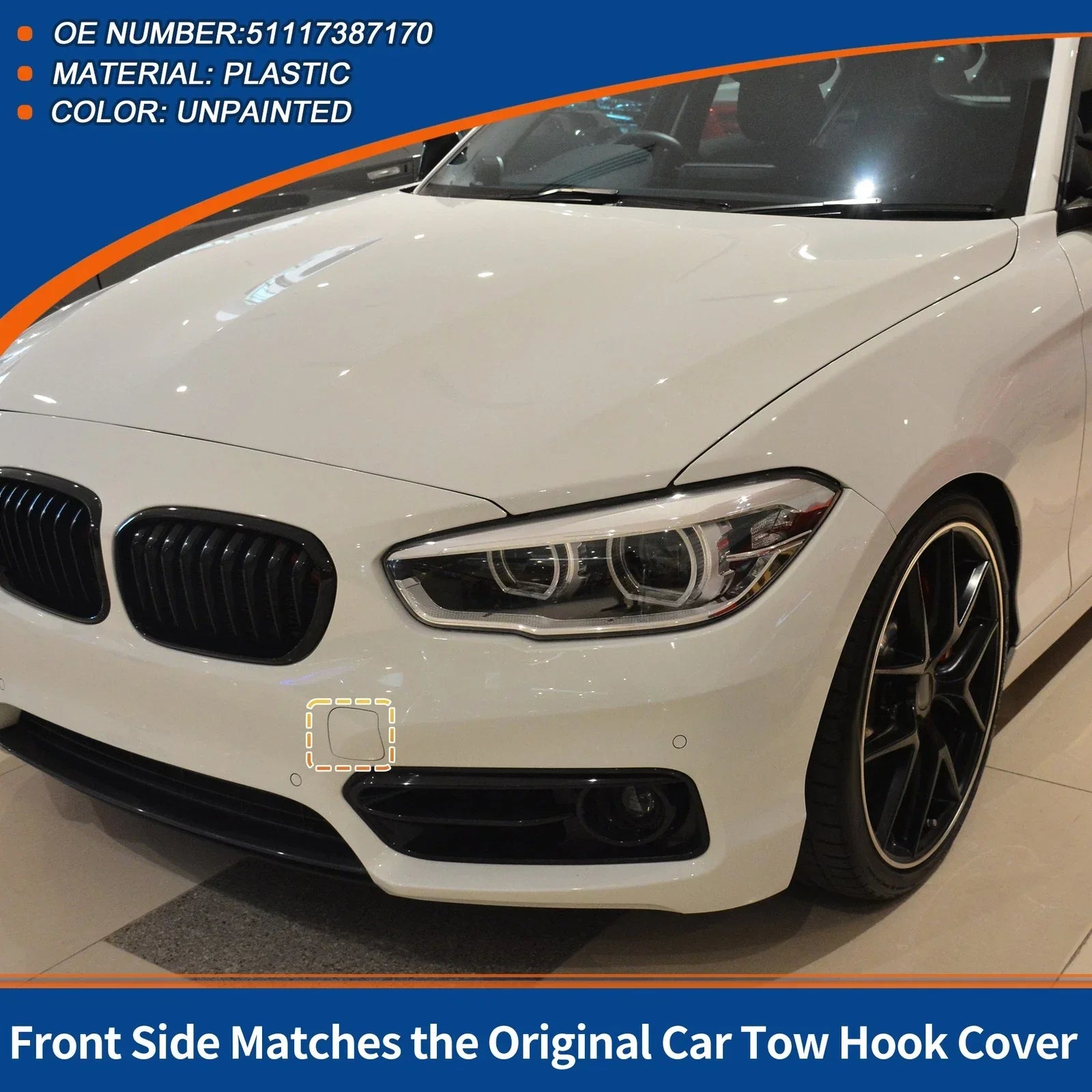 Front Tow Hook Cover for BMW 1 Series F20 Unpainted