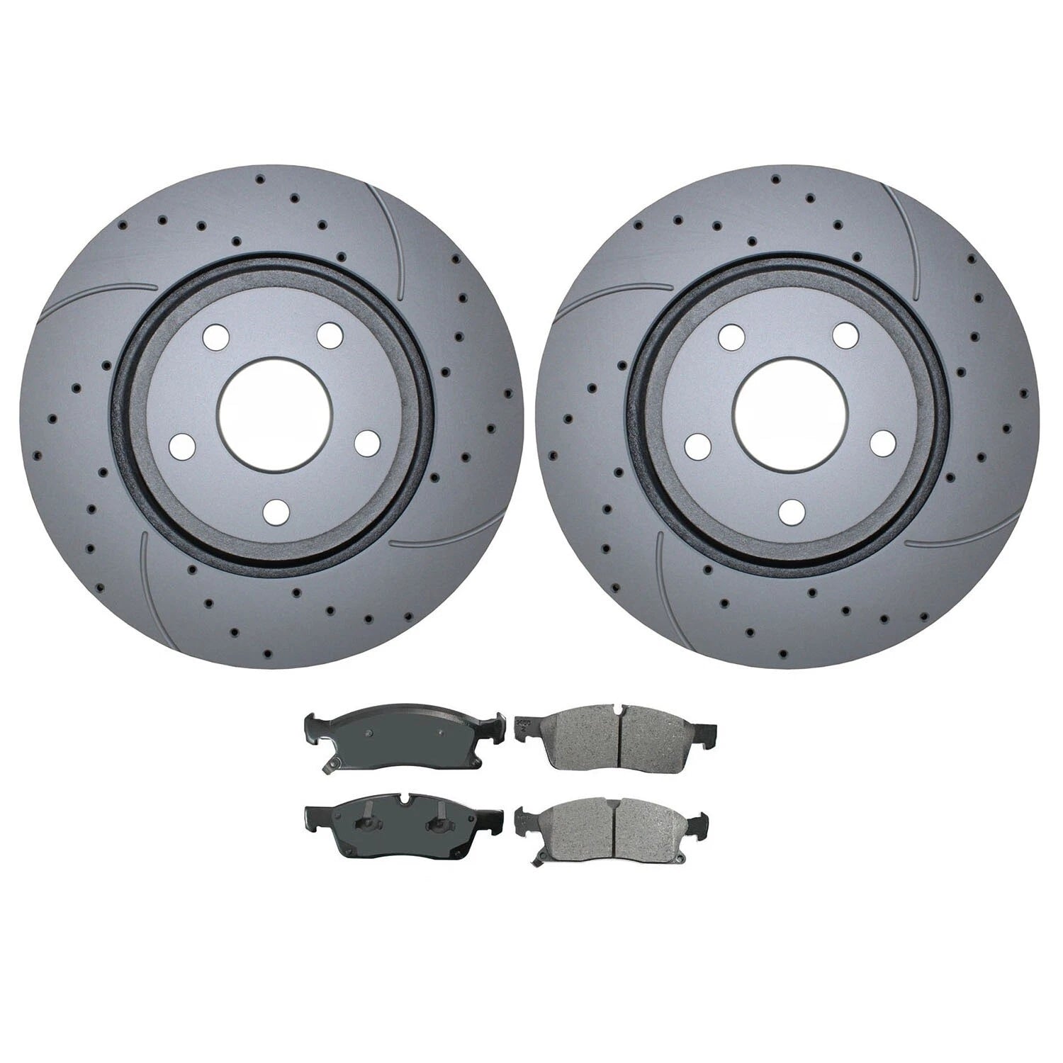 Front Brake Kit Set of 4 Drilled 350mm Rotors Akebono Ceramic Pads for Dodge Jeep