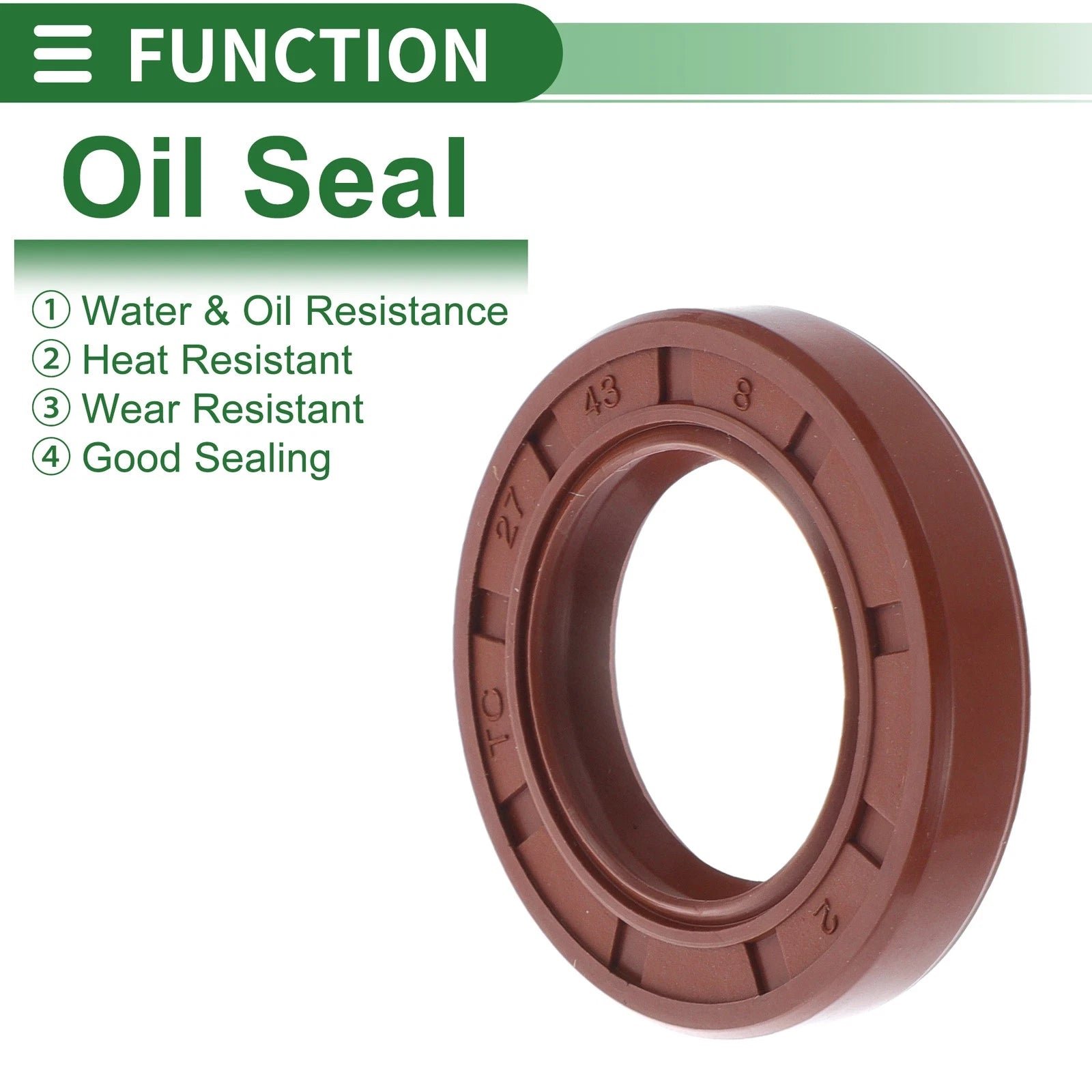 Set of 5 Oil Seal Rotary Shaft Seal FKM Rubber 27x43x8mm