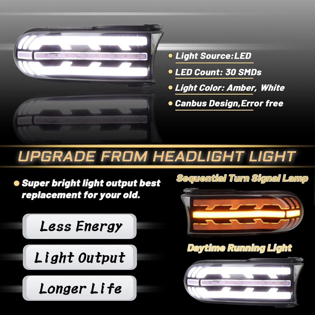 Switchback LED Sequential DRL Turn Signal Fog Lights for Toyota FJ Cruiser