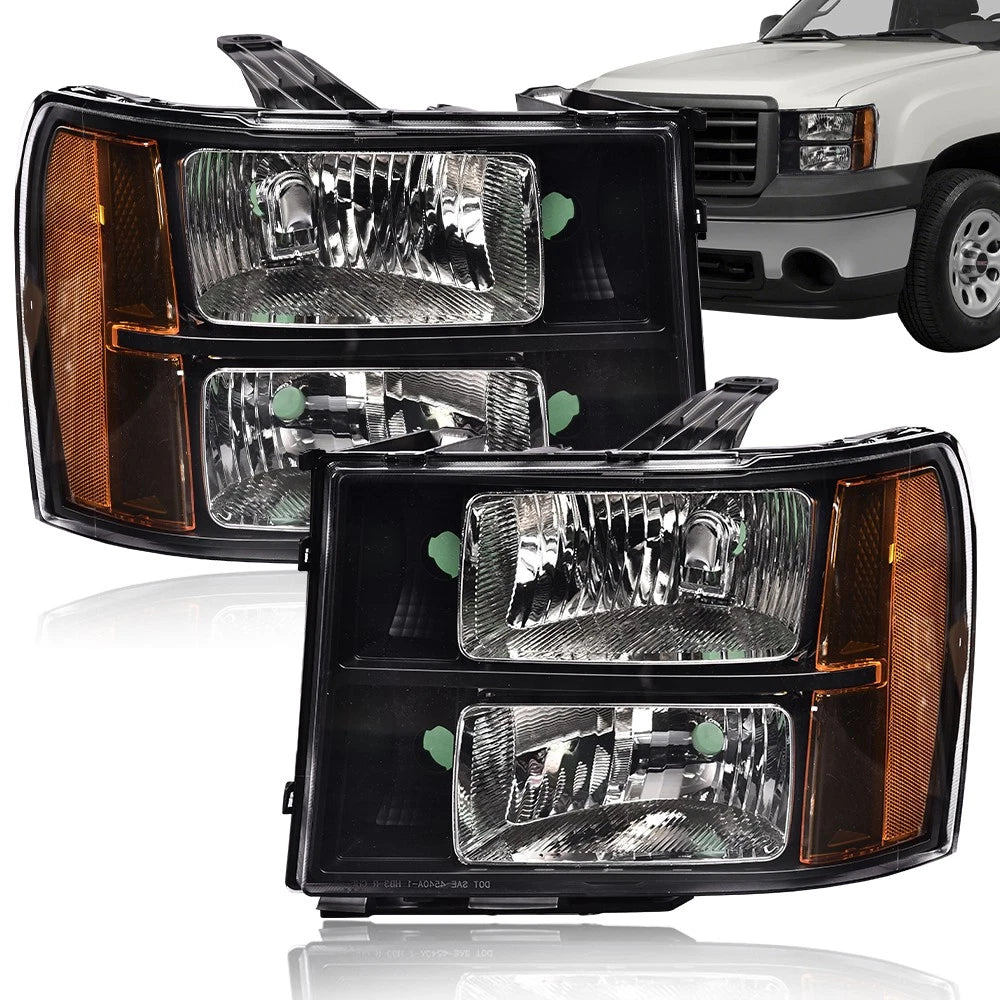 Set of 2 Headlights for GMC Sierra 1500 2500HD 3500HD (2007–2014)