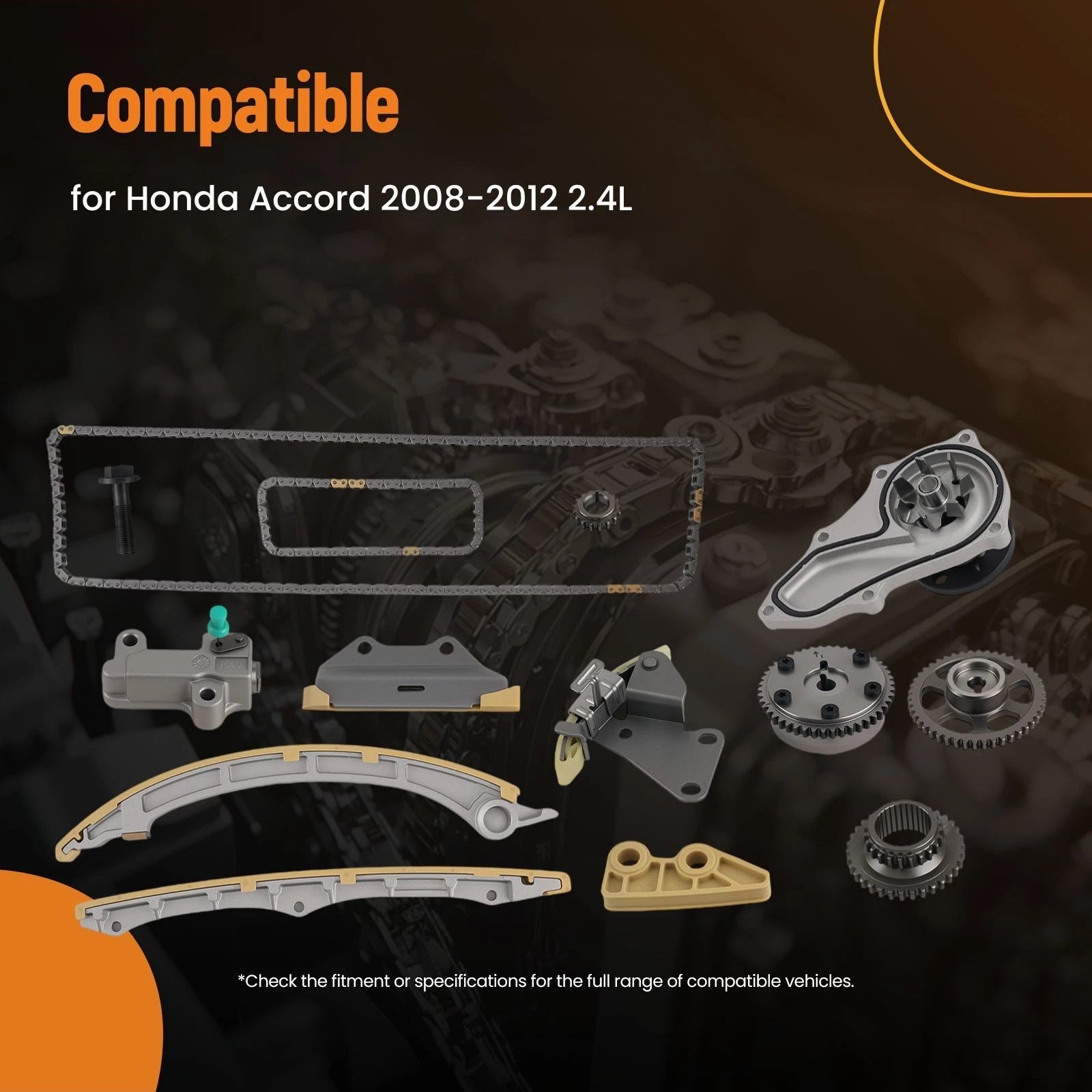 Engine Timing Chain Kit Water Pump VVT Sprocket for Honda Accord (2008–2012)