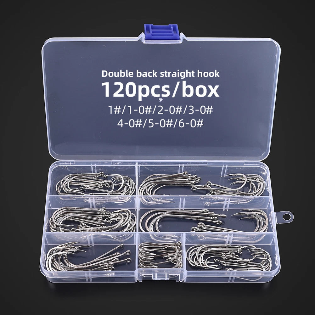 120 Long Shank Stainless Steel Fish Hooks for Sea and Freshwater Fishing