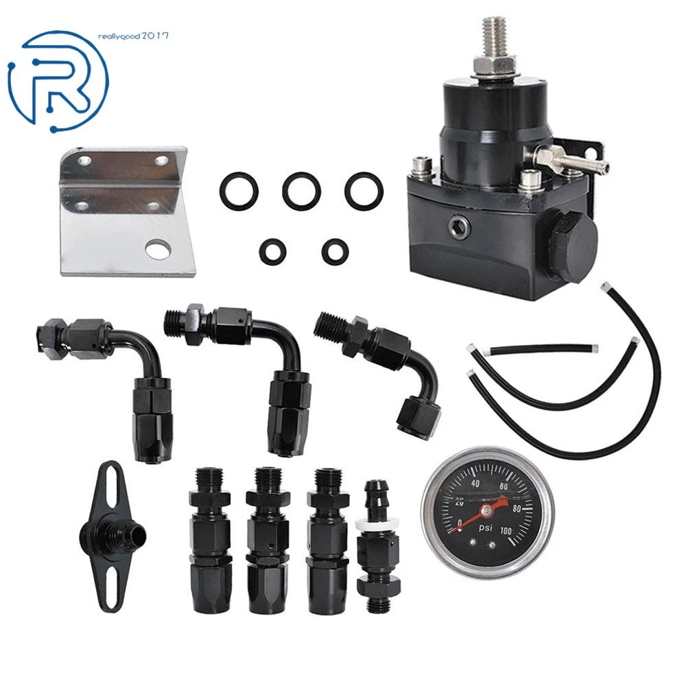 Fuel Pressure Regulator Kit with 100psi Oil Gauge AN-6 Fitting