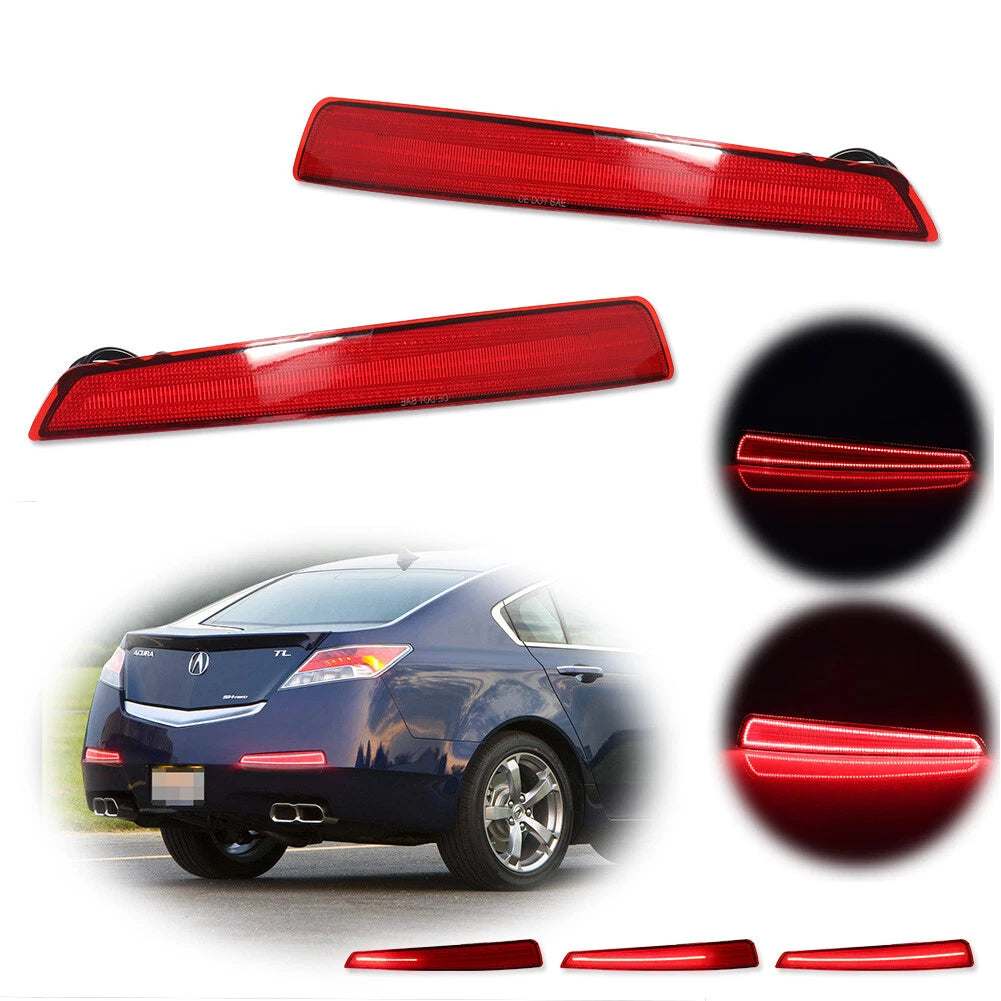 3X Sequential Turn Signal Brake LED Rear Fog Lights for Acura TL (2009–2011)