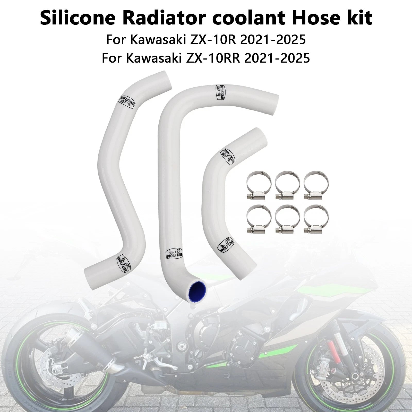 Silicone Radiator Coolant Hose for Kawasaki ZX10R ZX-10RR (2021–2025)