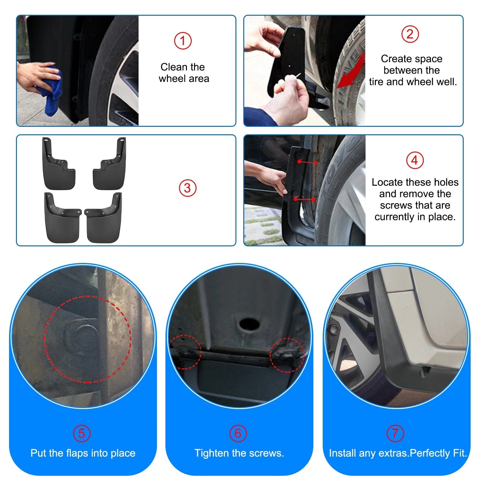 4x Splash Guards Mud Flaps for Chevrolet Colorado and GMC Canyon (2015-2022)