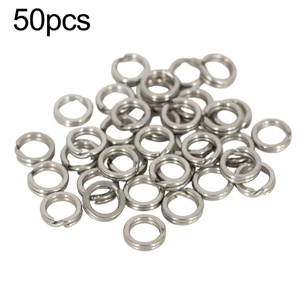 50pcs Stainless Steel Open Rings for Secure Lure Attachment (N/A)