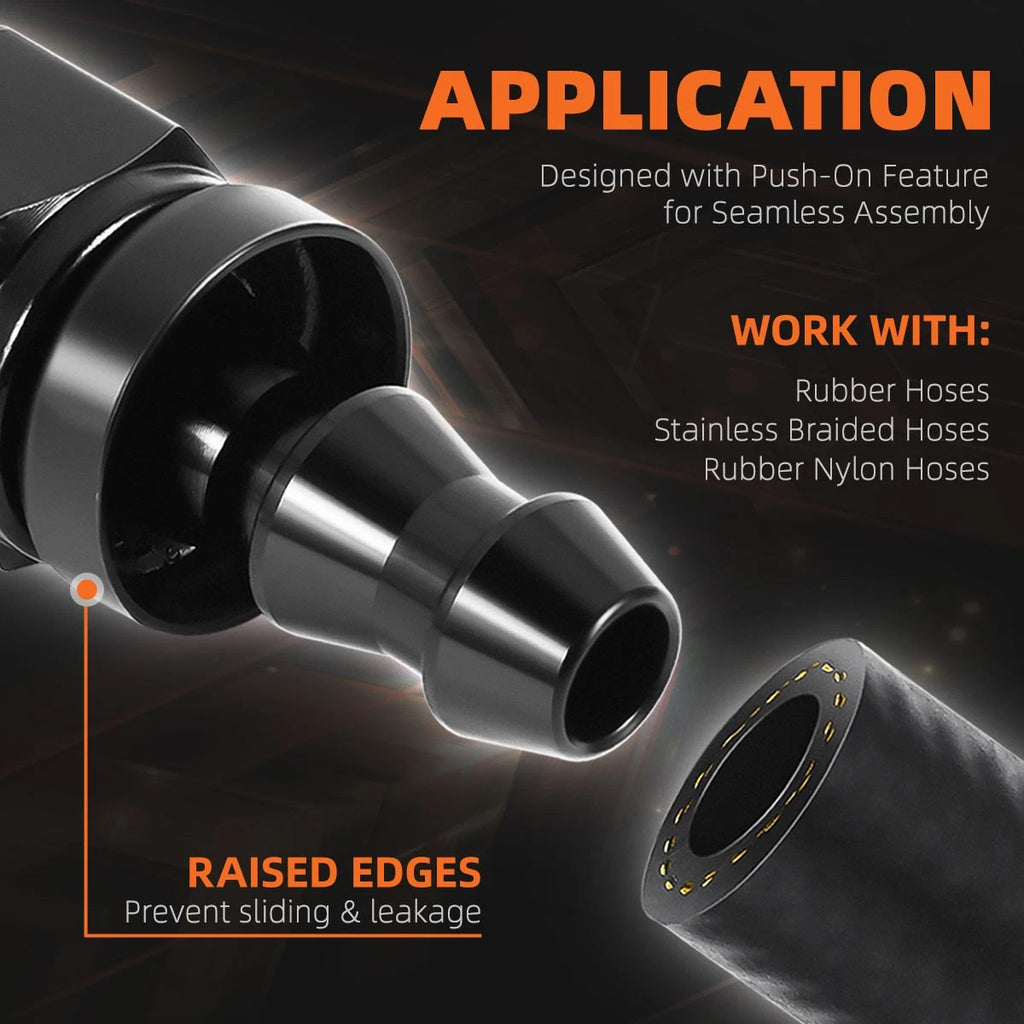 4AN to 1/4" Barb Straight Push Lock Hose End Fitting (2000PSI)