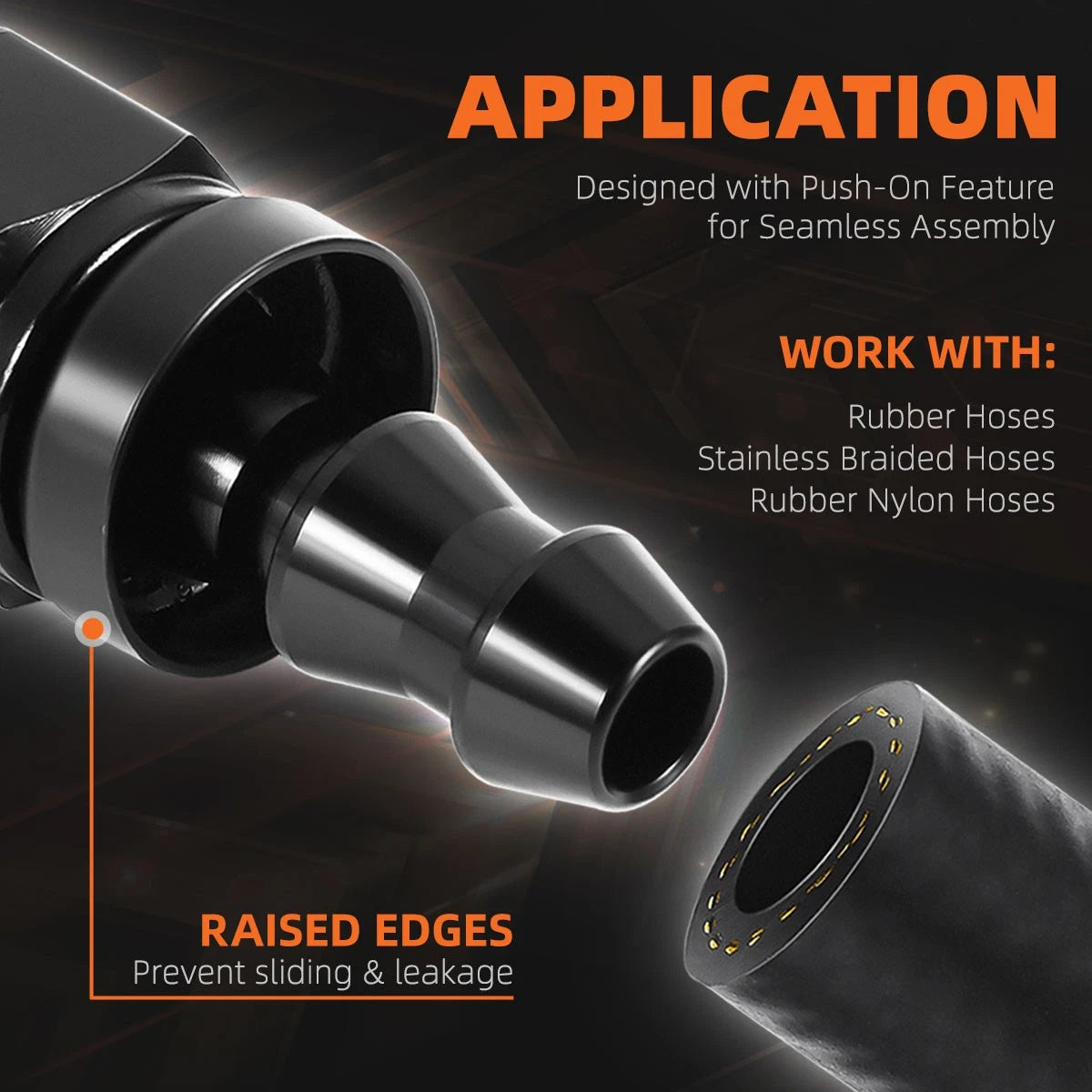 4AN to 1/4" Barb Straight Push Lock Hose End Fitting (2000PSI)
