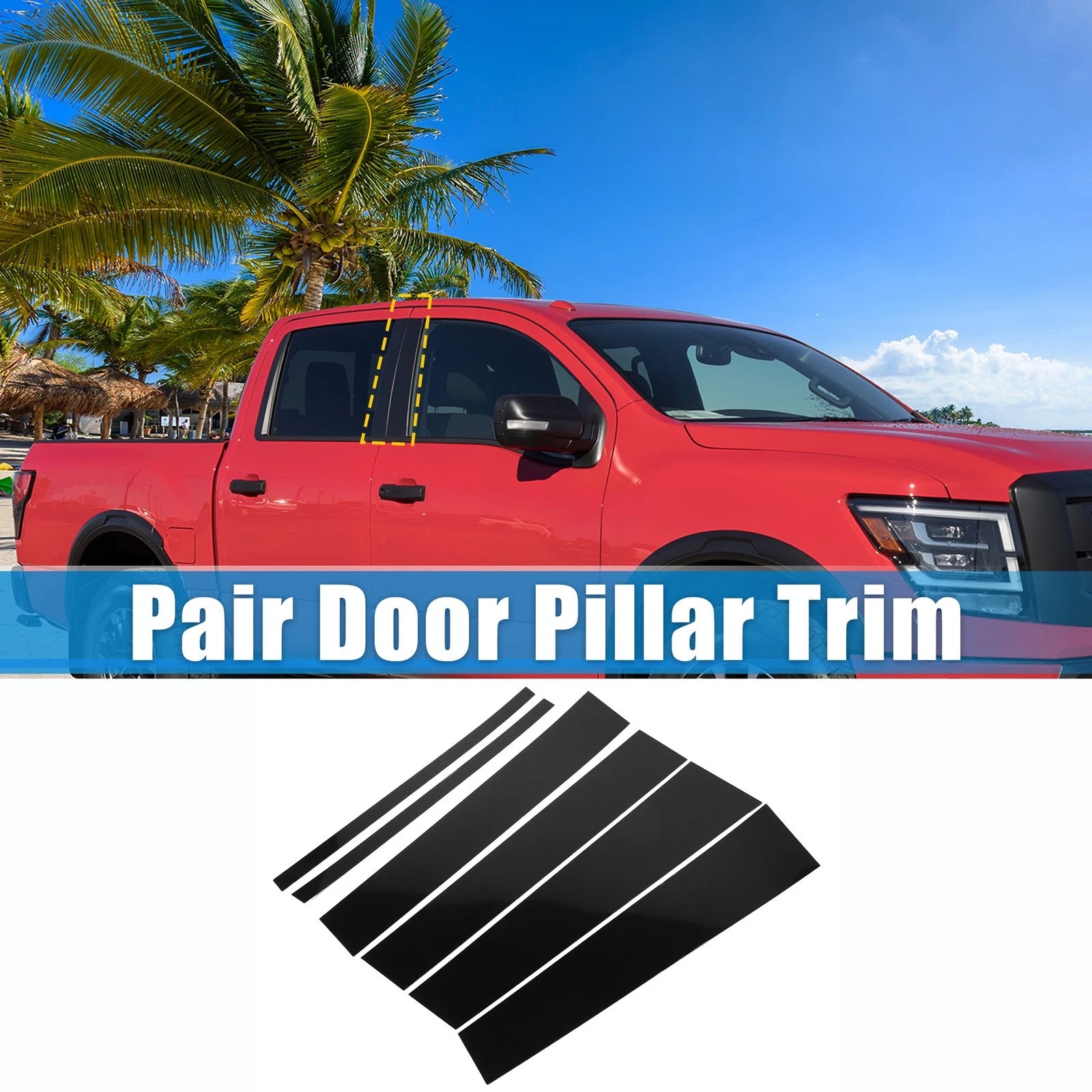 6Pcs B Pillar Trim Exterior Garnish for Nissan Titan Crew Cab (2016–2023)