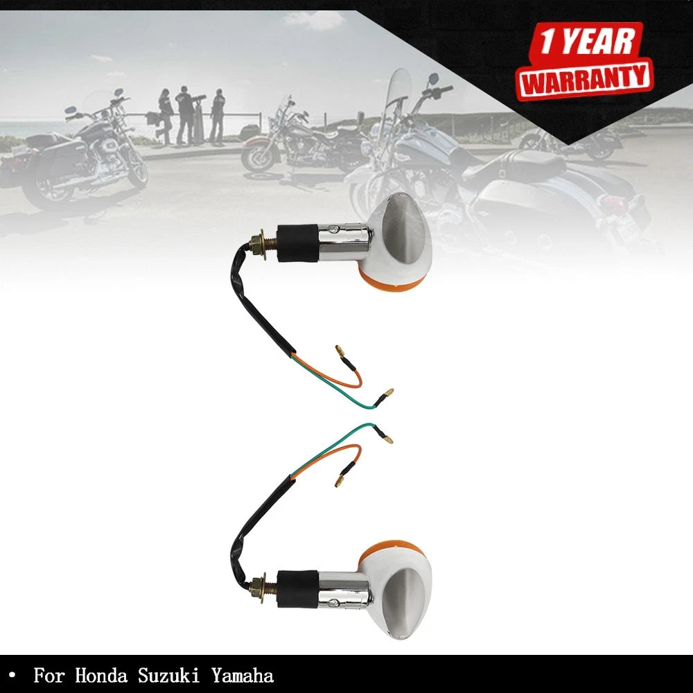 2X Turn Signal Blinker Light for Motorcycle (Amber Chrome)
