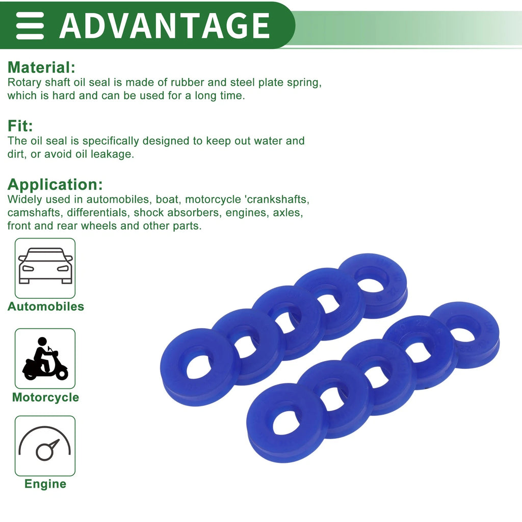 Set of 10 Oil Seal Rotary Shaft Seal 10x22x6mm High Pressure Blue