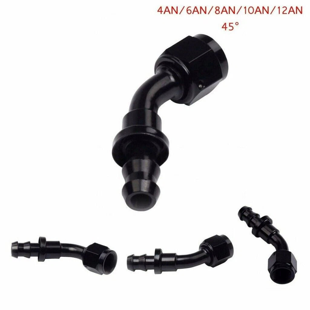 4PC 45° Push-On Lock Hose Fitting for Oil/Fuel/Gas Line (2000-2000)
