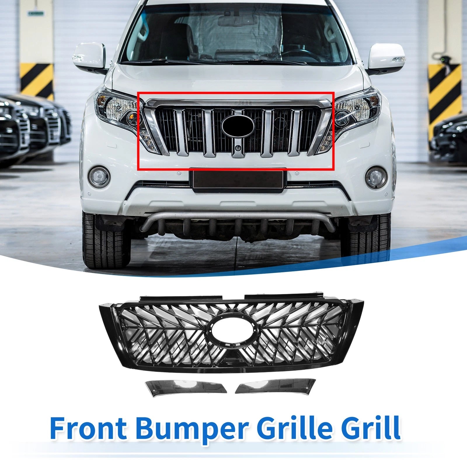 Front Upper Hood Bumper Grille for Toyota Land Cruiser Prado (2014–2017)