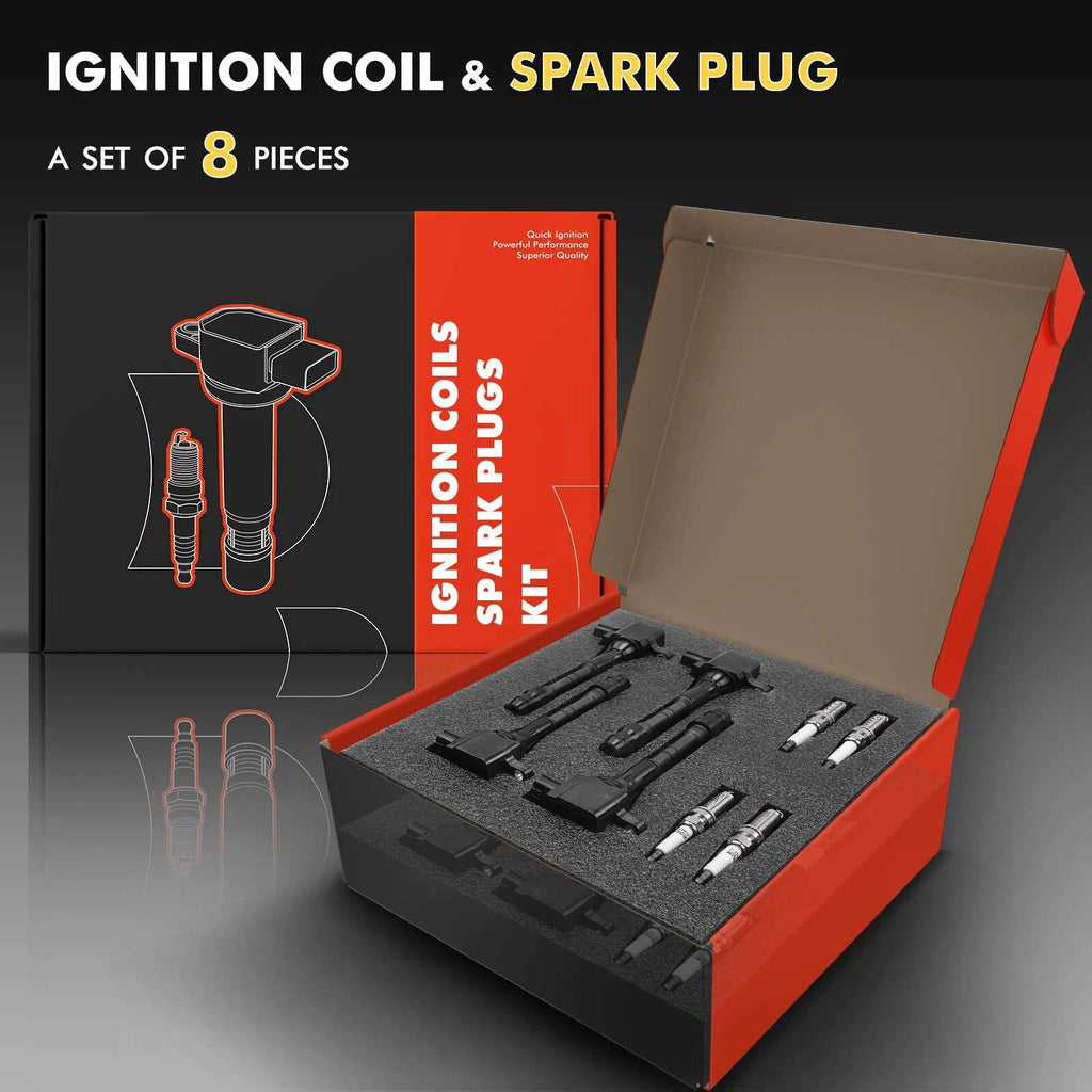 Set of 8 Ignition Coils & Iridium Spark Plugs for Nissan Titan (2004–2007)