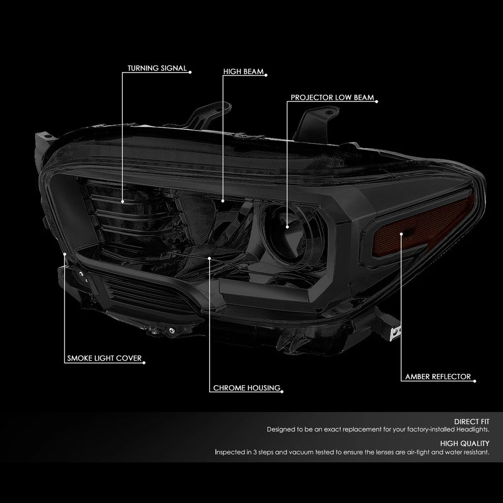 Smoked Housing Amber Corner Projector Headlights for Toyota Tacoma (2016–2020)