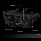 Smoked Housing Amber Corner Projector Headlights for Toyota Tacoma (2016–2020)