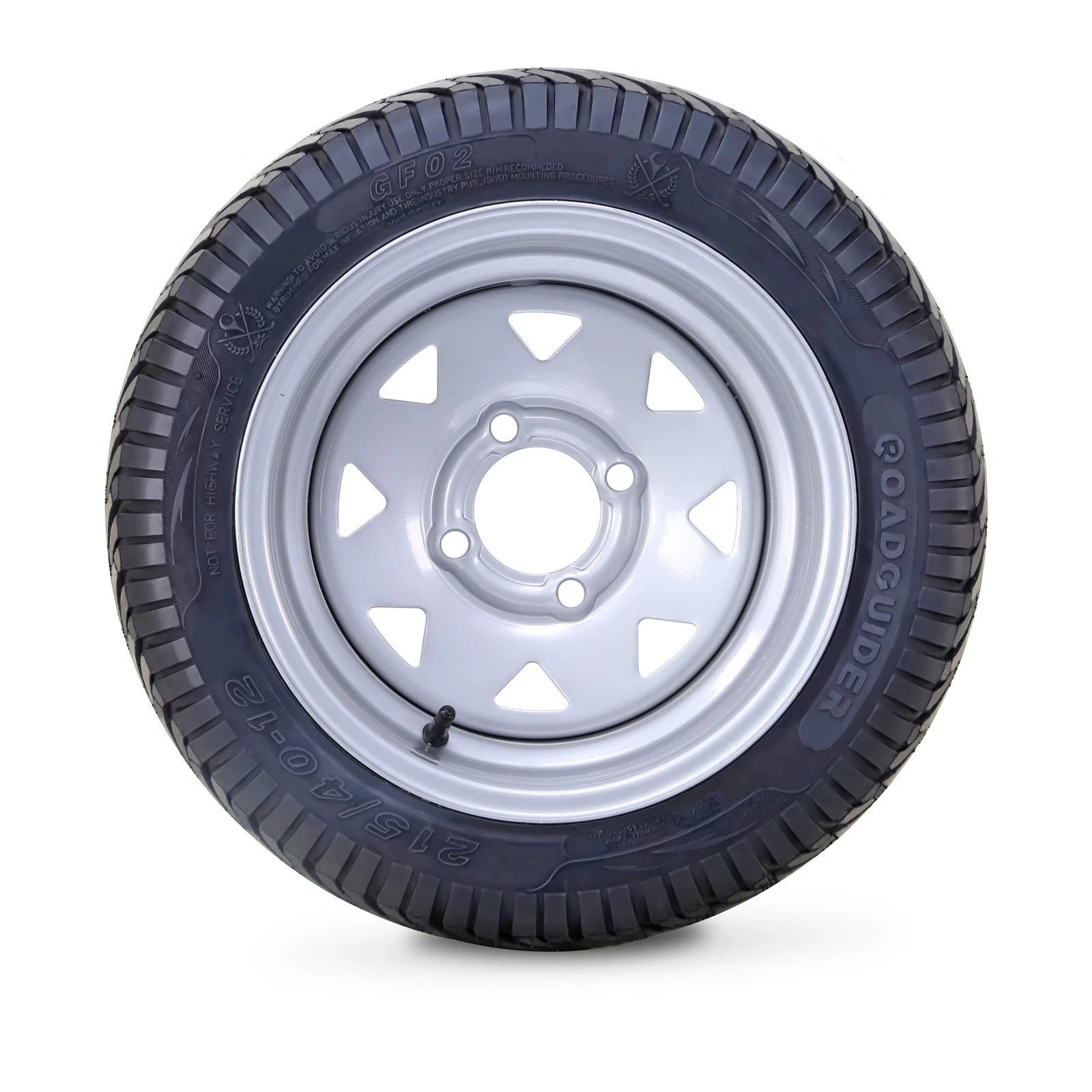 Set of 4 Golf Cart Tire Assembly 215/40-12 on 4x4" ET-25.4 Silver Wheel 14005