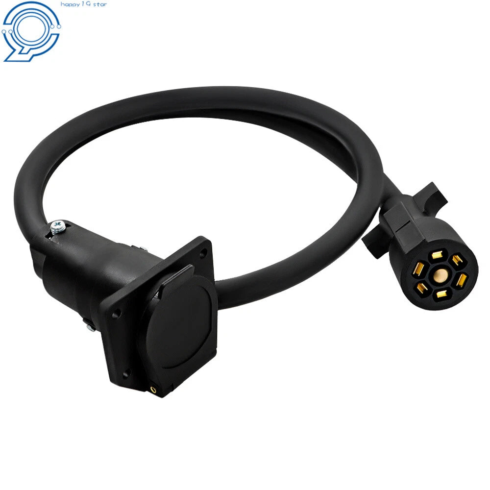 7 Pin Trailer Plug Extension Cord for RV Gooseneck (10-14 AWG)
